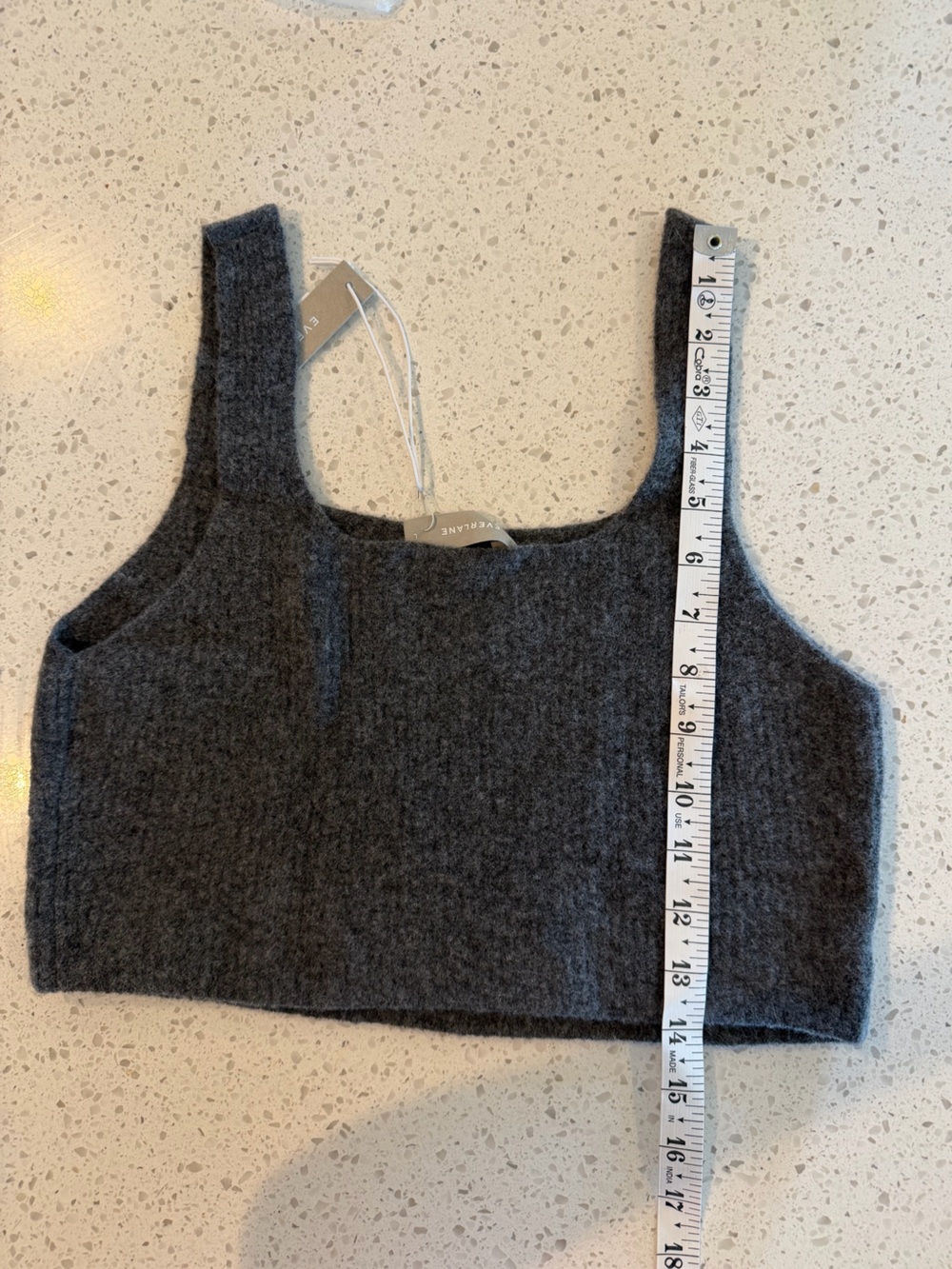 Everlane Wool Yak Blend Crop Tank Dark Heather Gray Knit Crop Top L - Picture 2 of 4